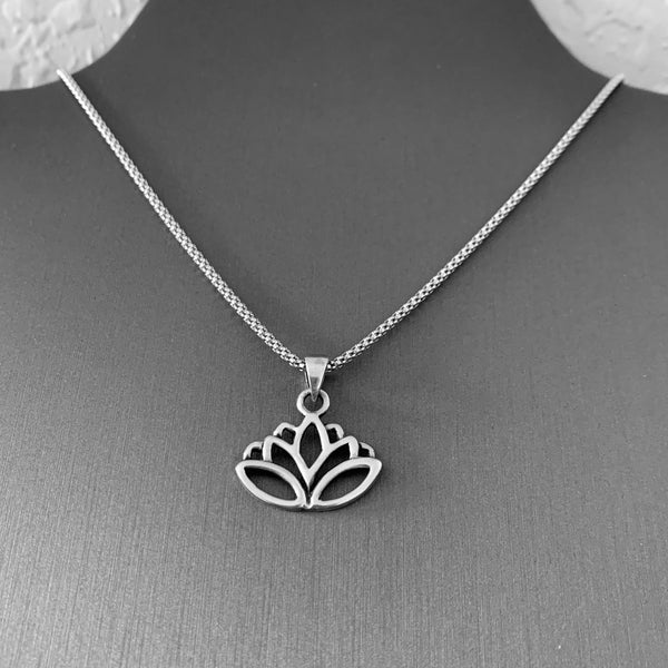 Sterling Silver Cut Out Lotus Necklace, Silver Necklace, Flower Necklace, Spirit Necklace