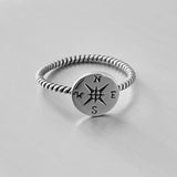 Sterling Silver Compass Ring, Silver Ring, Dainty Ring, Map Ring, Direction Ring