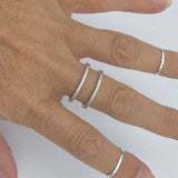 Sterling Silver Cuff CZ Band Ring, Bangle Ring, Boho Ring, CZ Ring