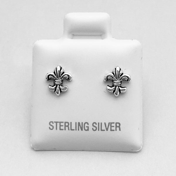 Sterling Silver Tiny Fleur De Lis Earrings, Saints Earrings, Silver Earrings, Stud Earrings
