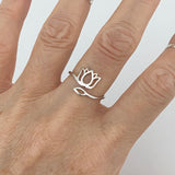 Sterling Silver Wraparound Lotus Ring, Flower Ring, Silver Rings, Yoga Ring