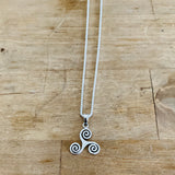 Sterling Silver Celtic Triskele Necklace, Silver Necklace, Triskelion Necklace, Celtic Necklace