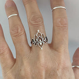 Sterling Silver Double Lotus Flower Ring, Silver Ring, Lotus Ring, Boho Ring, Spirit Ring