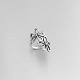 Sterling Silver 2 Large Flower Ring, Silver Ring, Statement Ring, Boho Ring