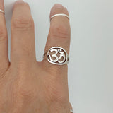 Sterling Silver Round OM Sign Ring, Silver Ring, Yoga Ring, Boho Ring, OM Ring