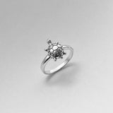 Sterling Silver Turtle Ring With Ruby - Beach Wave Design Size 7-10 Women's Jewelry Gift