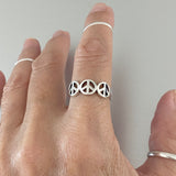 Sterling Silver 3 Peace Sign Ring, Silver Ring, Peace Ring, Religious Ring, Boho Ring, Love Ring