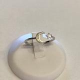 Sterling Silver Dainty Moon and Star White Lab Opal Ring, Silver Rings, Crescent Moon