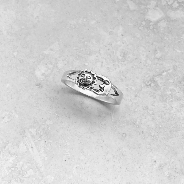Sterling Silver Small Sun and Moon Ring. Silver Rings, Sun Ring, Celestial  Ring