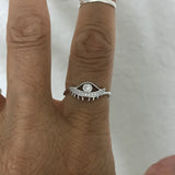 Sterling Silver CZ Eye Ring, Religious Ring, Evil Eye Ring, Silver Ring, protector Ring