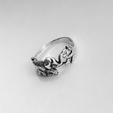 Sterling Sterling Elephant Eating Leaves Ring, Silver Ring, Elephant Ring