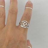 Sterling Silver Round OM Sign Ring, Silver Ring, Yoga Ring, Boho Ring, OM Ring