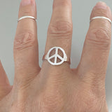 Sterling Silver Peace Sign Ring, Silver Ring, Boho Ring, Love Ring