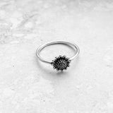 Sterling Silver Small Sunflower Ring, Silver Rings, Flower Ring, Dainty Ring