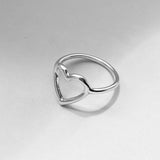 Sterling Silver Open Heart Ring, Boho Ring, Silver Ring, Love Ring