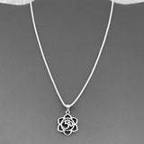 Sterling Silver Lotus OM Necklace, Silver Necklace, Lotus Necklace, Flower Necklace