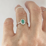 Sterling Silver Small Simple Oval Genuine Turquoise Ring, Silver Ring, Turquoise Stone Ring, Boho Ring