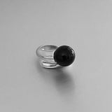 Sterling Silver with Black Onyx Statement Ring, Silver Rings, Onyx Ring