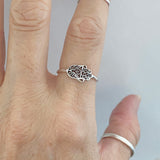 Sterling Silver Small Hamsa Ring, Silver Ring, Boho Ring, Dainty Ring