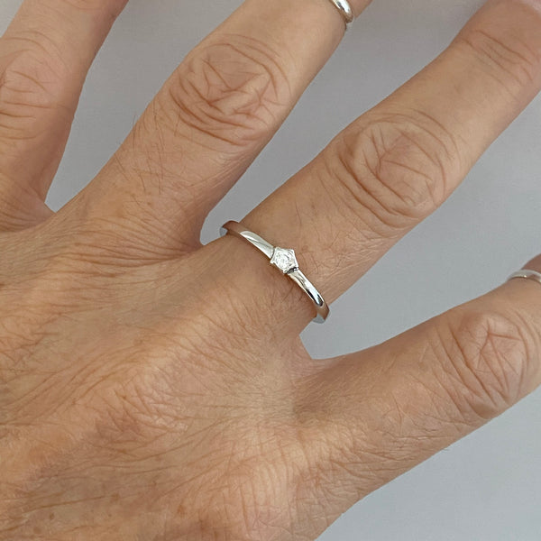 Sterling Silver Simple Little Star CZ Ring, Silver Ring, Star Ring, Da ...