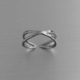 Sterling Silver Crisscross Toe Ring, Silver Ring, X Ring, Boho Ring