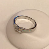 Sterling Silver White Lab Opal Infinity Ring, Silver Ring, Promise Ring, Opal Ring