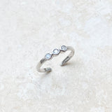 Sterling Silver 3 CZ Toe Ring, Silver Rings, CZ Ring