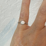 Sterling Silver Small Round White Lab Opal Ring, Silver Ring, Dainty Ring, Promise Ring