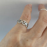 Sterling Silver 6 Peace Sign Ring, Silver Ring, Boho Ring, Love Ring