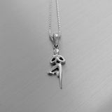 Sterling Silver Yoga One Leg Pose Necklace, Silver Necklace, Yoga Necklace