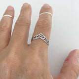 Sterling Silver Chevron Filigree Ring, Silver Ring, V Shape Ring