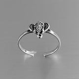 Sterling Silver Elephant Head Toe Ring, Silver Ring, Elephant Ring, Boho Ring