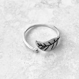 Sterling Silver Simple One Leaf Ring, Silver Rings, Tree Ring, Dainty Ring