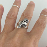 Sterling Silver Heavy Owl Ring, Silver Ring, Feather Ring, Bird Ring, Religious Ring
