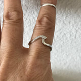 Sterling Silver Simple CZ Wave Ring, Silver Ring, Rings