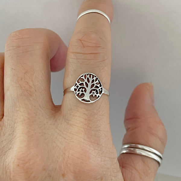 Small Tree Rings Sterling Silver Small Tree of Life Ring, Silver Ring, Tree Ring, Daint ...