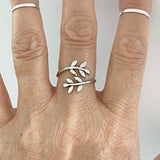 Sterling Silver Leaf Branch Ring, Boho Ring, Tree Ring, Silver Ring