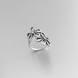 Sterling Silver 2 Large Flower Ring, Silver Ring, Statement Ring, Boho Ring