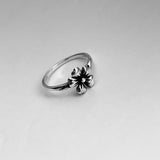 Sterling Silver Five Petals Flower Ring, Silver Ring, Boho Ring, Floral Ring