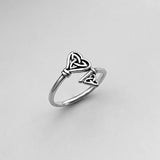 Sterling Silver Double Triquetra Key Ring, Silver Ring, Boho Ring, Celtic Knot Ring