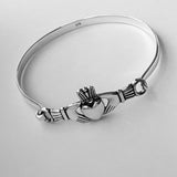 Sterling Silver Claddagh Bangle, Silver Bracelet, Claddagh Bracelet, Silver Bangle, Boho Bracelet