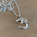 Sterling Silver Large OM Sign Necklace, Silver Necklace, OM Necklace, Yoga Necklace