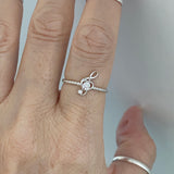 Sterling Silver Music Note and Butterfly Ring with CZ, Music Ring, Silver Ring, Boho Ring