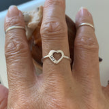 Sterling Silver Heart with Love Ring, Silver Ring, Heart Ring