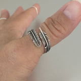 Sterling Silver Angel Feather Ring, Silver Ring, Angels Wing Ring, Religious Ring, Boho Ring