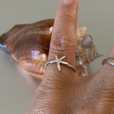 Sterling Silver Starfish Toe Ring, Silver Rings, Star Ring, Seashell Ring, Beach Ring