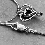 Sterling Silver Black Lab Opal CZ Heart Necklace, Silver Necklace, Opal Necklace