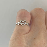 Sterling Silver Heart With Arrow Toe Ring, Silver Ring, Heart Ring
