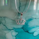 Sterling Silver CZ Crown Necklace, Silver Necklace, CZ Necklace, Boho Necklace, Princess Necklace