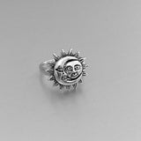 Sterling Silver Large Moon and Sun Ring, Silver Ring, Moon Ring, Boho Ring